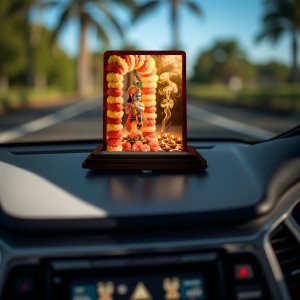 Car Desk/Table Top Lord Krishna Wooden Photo Stand 3x4 Inches, Compact & Stylish Spiritual Display For Car, Home & Office (Pack Of 1) (F14399)