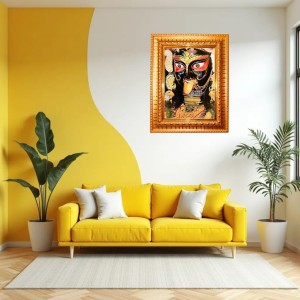 Joy Boro Maa Golden Designer Photo Frame | 16x20 Inch Religious Wall Hanging Frame For Home & Office Decoration | Hindu Deity Spiritual Gift Item