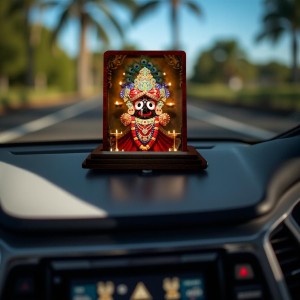 Car Desk/Table Top Lord Jagannath Wooden Photo Stand 3x4 Inches, Compact & Stylish Spiritual Display For Car, Home & Office (Pack Of 1) (F14599) Car Desk/Table Top Lord Jagannath Wooden Photo Stand 3x4 Inches, Compact & Stylish Spiritual Display For Car, Home & Office (Pack Of 1) (F14599)