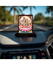 Car Desk/Table Top Lord Vishnu Lakshmi Wooden Photo Stand 3x4 Inches, Compact & Stylish Spiritual Display For Car, Home & Office (Pack Of 1) (F14443)