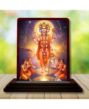 Car Desk/Table Top Lord Dattatreya Wooden Photo Stand 3x4 Inches, Compact & Stylish Spiritual Display For Car, Home & Office (Pack Of 1) (F14339)