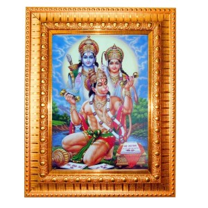 Lord Ram Hanuman Golden Designer Photo Frame | 14x18 Inch Religious Wall Hanging Frame For Home & Office Decoration | Hindu Deity Spiritual Gift Item Lord Ram Hanuman Golden Designer Photo Frame | 14x18 Inch Religious Wall Hanging Frame For Home & Office Decoration | Hindu Deity Spiritual Gift Item