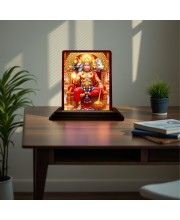 Car Desk/Table Top Lord Hanuman Wooden Photo Stand 3x4 Inches, Compact & Stylish Spiritual Display For Car, Home & Office (Pack Of 1) (F15140)