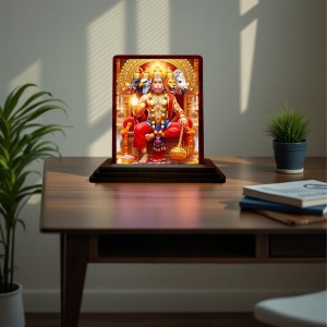 Car Desk/Table Top Lord Hanuman Wooden Photo Stand 3x4 Inches, Compact & Stylish Spiritual Display For Car, Home & Office (Pack Of 1) (F15140) Car Desk/Table Top Lord Hanuman Wooden Photo Stand 3x4 Inches, Compact & Stylish Spiritual Display For Car, Home & Office (Pack Of 1) (F15140)
