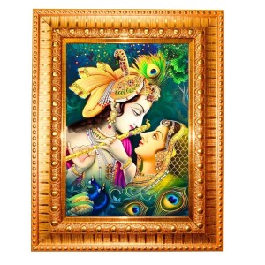 Divine Radha Krishna Golden Designer Photo Frame | 16x20 Inch Religious Wall Hanging Frame For Home & Office Decoration | Hindu Deity Spiritual Gift Item Divine Radha Krishna Golden Designer Photo Frame | 16x20 Inch Religious Wall Hanging Frame For Home & Office Decoration | Hindu Deity Spiritual Gift Item