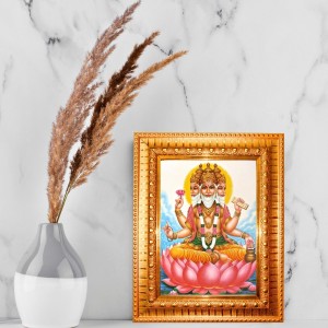 TrimurtiVishnu Golden Designer Photo Frame | 10x14 Inch Religious Wall Hanging Frame For Home, Office Decoration and Spiritual Gift Item
