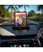 Car Desk/Table Top Lord Murugan Wooden Photo Stand 3x4 Inches, Compact & Stylish Spiritual Display For Car, Home & Office (Pack Of 1) (F14525)