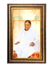 Sri Mata Amritanandamayi Devi Digital Golden Balck Color Photo Frame | Hindu Religious Wall Decor | 10x16 Inches - Inspirational Wall Art For Office, Home Decor - Ideal Spiritual Gift (F16631)