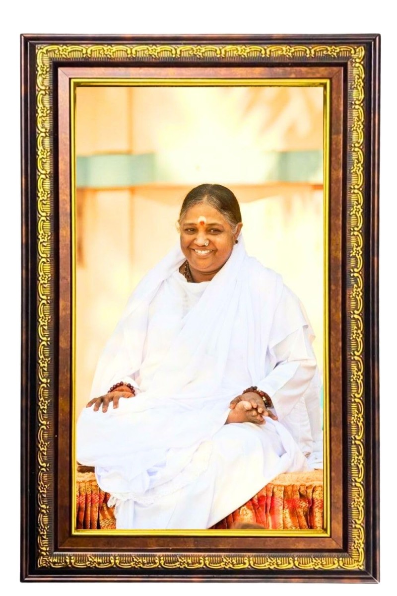 Sri Mata Amritanandamayi Devi Digital Golden Balck Color Photo Frame | Hindu Religious Wall Decor | 10x16 Inches - Inspirational Wall Art For Office, Home Decor - Ideal Spiritual Gift (F16631)