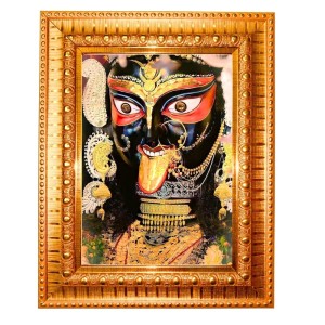 Joy Boro Maa Golden Designer Photo Frame | 16x20 Inch Religious Wall Hanging Frame For Home & Office Decoration | Hindu Deity Spiritual Gift Item