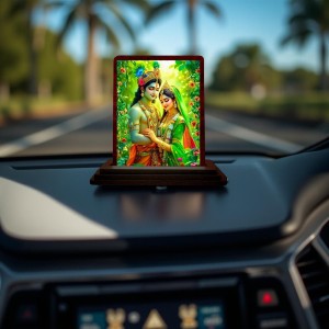 Car Desk/Table Top Radha Krishna Wooden Photo Stand 3x4 Inches, Compact & Stylish Spiritual Display For Car, Home & Office (Pack Of 1) (F14228) Car Desk/Table Top Radha Krishna Wooden Photo Stand 3x4 Inches, Compact & Stylish Spiritual Display For Car, Home & Office (Pack Of 1) (F14228)