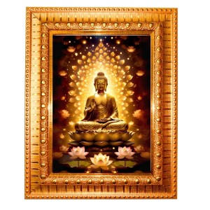 Lord Gautam Buddha Golden Designer Photo Frame | 16x20 Inch Religious Wall Hanging Frame For Home & Office Decoration | Hindu Deity Spiritual Gift Item Lord Gautam Buddha Golden Designer Photo Frame | 16x20 Inch Religious Wall Hanging Frame For Home & Office Decoration | Hindu Deity Spiritual Gift Item