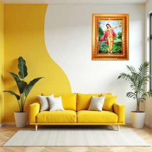 Sri Chaitanya Mahaprabhu Golden Designer Photo Frame | 10x14 Inch Religious Wall Hanging Frame For Home & Office Decoration | Hindu Deity Spiritual Gift Item Sri Chaitanya Mahaprabhu Golden Designer Photo Frame | 10x14 Inch Religious Wall Hanging Frame For Home & Office Decoration | Hindu Deity Spiritual Gift Item