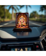 Car Desk/Table Top Lord Hanuman Wooden Photo Stand 3x4 Inches, Compact & Stylish Spiritual Display For Car, Home & Office (Pack Of 1) (F14596)