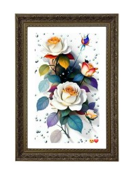 Floral Painting Print Big Photo Frame - 20x28 Inches For Home,Temple & Office Decoration (F11013)