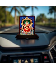 Car Desk/Table Top Goddess Kamakshi Amman Wooden Photo Stand 3x4 Inches, Compact & Stylish Spiritual Display For Car, Home & Office (Pack Of 1) (F14644)