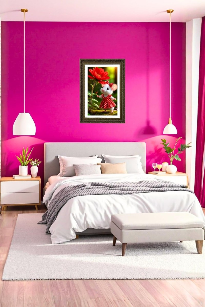 Anthropomorphic Mouse Big Photo Frame - 20x28 Inches For Home,Temple & Office Decoration (F10703)