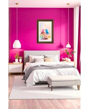 Two Pink And Blue Love Birds Big Photo Frame - 20x28 Inches For Home,Temple & Office Decoration (F10744)