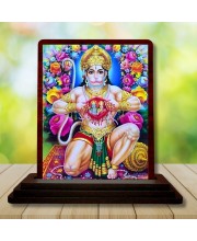 Car Desk/Table Top Lord Hanuman Wooden Photo Stand 3x4 Inches, Compact & Stylish Spiritual Display For Car, Home & Office (Pack Of 1) (F14135)