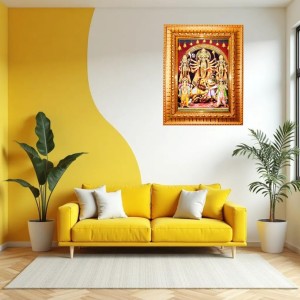 Goddess Maa Durga Golden Designer Photo Frame | 12x16 Inch Religious Wall Hanging Frame For Home & Office Decoration | Hindu Deity Spiritual Gift Item Goddess Maa Durga Golden Designer Photo Frame | 12x16 Inch Religious Wall Hanging Frame For Home & Office Decoration | Hindu Deity Spiritual Gift Item