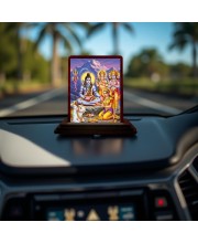 Car Desk/Table Top Lord Shiva Wooden Photo Stand 3x4 Inches, Compact & Stylish Spiritual Display For Car, Home & Office (Pack Of 1) (F14292)