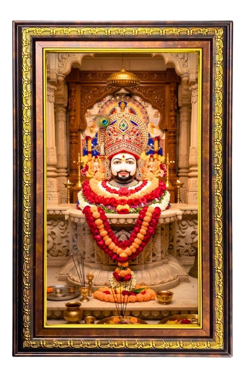 KhatuShyam Digital Golden Balck Color Photo Frame | Hindu Religious Wall Decor | 10x16 Inches - Inspirational Wall Art For Office, Home Decor - Ideal Spiritual Gift (F16684)