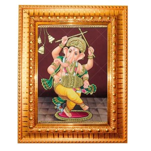 Nritya Ganapati. Golden Designer Photo Frame | 12x16 Inch Religious Wall Hanging Frame For Home & Office Decoration | Hindu Deity Spiritual Gift Item Nritya Ganapati. Golden Designer Photo Frame | 12x16 Inch Religious Wall Hanging Frame For Home & Office Decoration | Hindu Deity Spiritual Gift Item