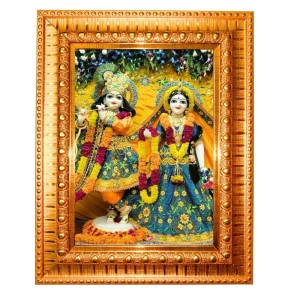 Radha Krishna Golden Designer Photo Frame | 18x22 Inch Religious Wall Hanging Frame For Home & Office Decoration | Hindu Deity Spiritual Gift Item