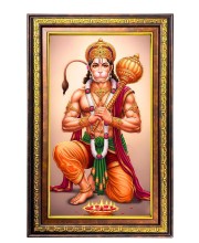 Lord Hanuman Digital Golden Balck Color Photo Frame | Hindu Religious Wall Decor | 10x16 Inches - Inspirational Wall Art For Office, Home Decor - Ideal Spiritual Gift (F16562)