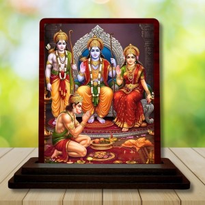 Car Desk/Table Top Lord Ram Siya Wooden Photo Stand 3x4 Inches, Compact & Stylish Spiritual Display For Car, Home & Office (Pack Of 1) (F15144)