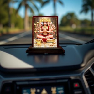 Car Desk/Table Top Lord Hanuman Wooden Photo Stand 3x4 Inches, Compact & Stylish Spiritual Display For Car, Home & Office (Pack Of 1) (F14586)