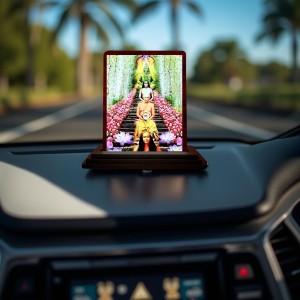 Car Desk/Table Top Mahavathar Babaji Wooden Photo Stand 3x4 Inches, Compact & Stylish Spiritual Display For Car, Home & Office (Pack Of 1) (F14320)