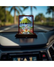 Car Desk/Table Top Lord Krishna Wooden Photo Stand 3x4 Inches, Compact & Stylish Spiritual Display For Car, Home & Office (Pack Of 1) (F14401)