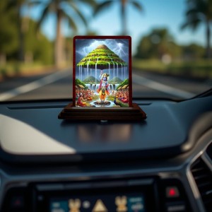 Car Desk/Table Top Lord Krishna Wooden Photo Stand 3x4 Inches, Compact & Stylish Spiritual Display For Car, Home & Office (Pack Of 1) (F14401)