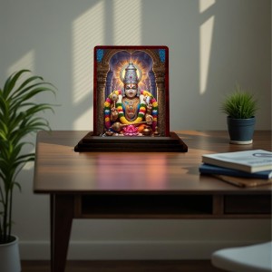 Car Desk/Table Top Tirupati Balaji Wooden Photo Stand 3x4 Inches, Compact & Stylish Spiritual Display For Car, Home & Office (Pack Of 1) (F15136)