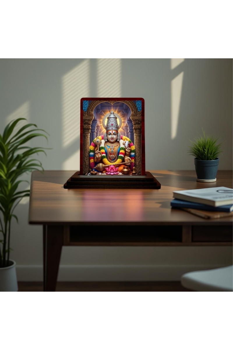 Car Desk/Table Top Tirupati Balaji Wooden Photo Stand 3x4 Inches, Compact & Stylish Spiritual Display For Car, Home & Office (Pack Of 1) (F15136)