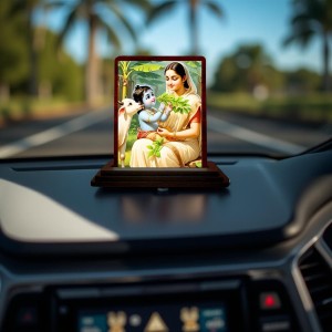 Car Desk/Table Top Yashodha Krishna Wooden Photo Stand 3x4 Inches, Compact & Stylish Spiritual Display For Car, Home & Office (Pack Of 1) (F14590) Car Desk/Table Top Yashodha Krishna Wooden Photo Stand 3x4 Inches, Compact & Stylish Spiritual Display For Car, Home & Office (Pack Of 1) (F14590)