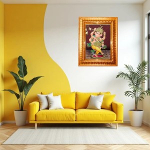 Nritya Ganapati. Golden Designer Photo Frame | 12x16 Inch Religious Wall Hanging Frame For Home & Office Decoration | Hindu Deity Spiritual Gift Item Nritya Ganapati. Golden Designer Photo Frame | 12x16 Inch Religious Wall Hanging Frame For Home & Office Decoration | Hindu Deity Spiritual Gift Item