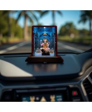 Car Desk/Table Top Lord Shiva Wooden Photo Stand 3x4 Inches, Compact & Stylish Spiritual Display For Car, Home & Office (Pack Of 1) (F14313)