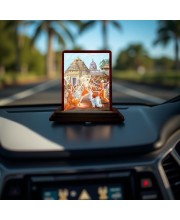 Car Desk/Table Top Lord Chaitanya Mahaprabhu Wooden Photo Stand 3x4 Inches, Compact & Stylish Spiritual Display For Car, Home & Office (Pack Of 1) (F14585)