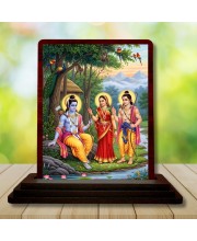 Car Desk/Table Top Lord RamSiya Wooden Photo Stand 3x4 Inches, Compact & Stylish Spiritual Display For Car, Home & Office (Pack Of 1) (F15193)