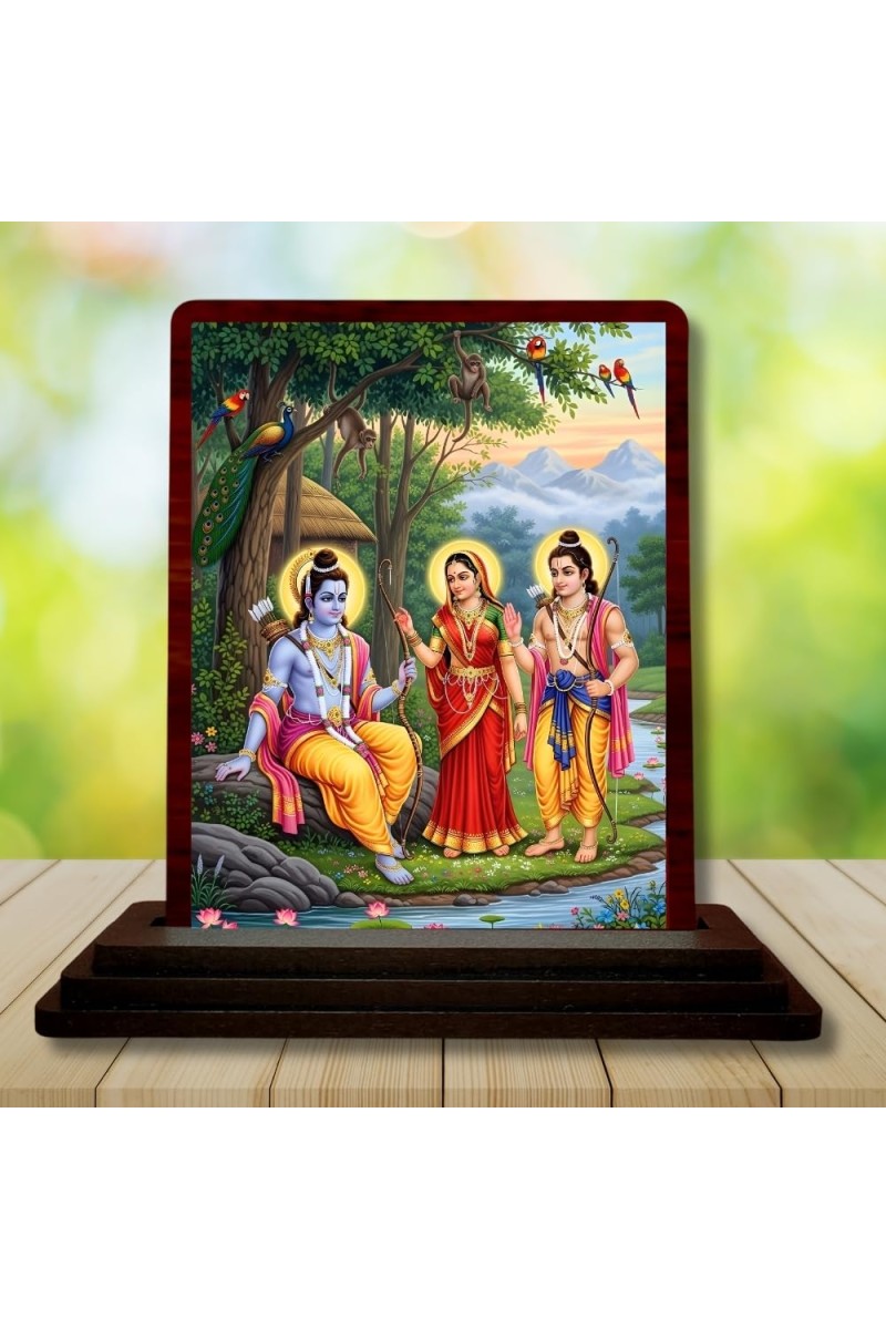 Car Desk/Table Top Lord RamSiya Wooden Photo Stand 3x4 Inches, Compact & Stylish Spiritual Display For Car, Home & Office (Pack Of 1) (F15193)