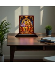 Car Desk/Table Top Lord Vishnu Laxmi Wooden Photo Stand 3x4 Inches, Compact & Stylish Spiritual Display For Car, Home & Office (Pack Of 1) (F15109)