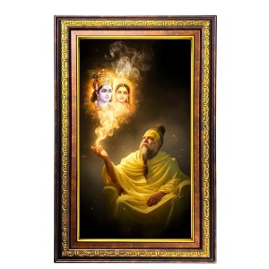 Premanand Govind With Radhe Radha Digital Golden Balck Color Photo Frame | Hindu Religious Wall Decor | 10x16 Inches - Inspirational Wall Art For Office, Home Decor - Ideal Spiritual Gift (F16599)