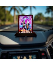 Car Desk/Table Top Radha Krishna Wooden Photo Stand 3x4 Inches, Compact & Stylish Spiritual Display For Car, Home & Office (Pack Of 1) (F14223)
