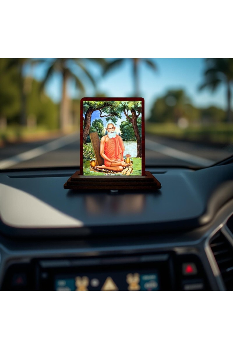 Car Desk/Table Top Baba Lokenath Wooden Photo Stand 3x4 Inches, Compact & Stylish Spiritual Display For Car, Home & Office (Pack Of 1) (F14636)