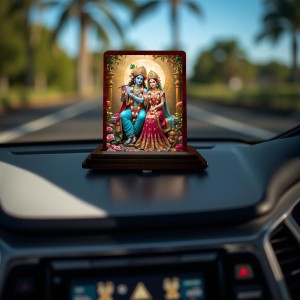 Car Desk/Table Top Radha Krishna Wooden Photo Stand 3x4 Inches, Compact & Stylish Spiritual Display For Car, Home & Office (Pack Of 1) (F14363) Car Desk/Table Top Radha Krishna Wooden Photo Stand 3x4 Inches, Compact & Stylish Spiritual Display For Car, Home & Office (Pack Of 1) (F14363)