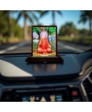 Car Desk/Table Top Shree Swami Samarth Maharaj Wooden Photo Stand 3x4 Inches, Compact & Stylish Spiritual Display For Car, Home & Office (Pack Of 1) (F14649)