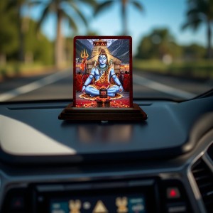 Car Desk/Table Top Lord Shiva Wooden Photo Stand 3x4 Inches, Compact & Stylish Spiritual Display For Car, Home & Office (Pack Of 1) (F14532) Car Desk/Table Top Lord Shiva Wooden Photo Stand 3x4 Inches, Compact & Stylish Spiritual Display For Car, Home & Office (Pack Of 1) (F14532)
