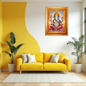 Lord Ganesha Golden Designer Photo Frame | 10x14 Inch Religious Wall Hanging Frame For Home & Office Decoration | Hindu Deity Spiritual Gift Item Lord Ganesha Golden Designer Photo Frame | 10x14 Inch Religious Wall Hanging Frame For Home & Office Decoration | Hindu Deity Spiritual Gift Item